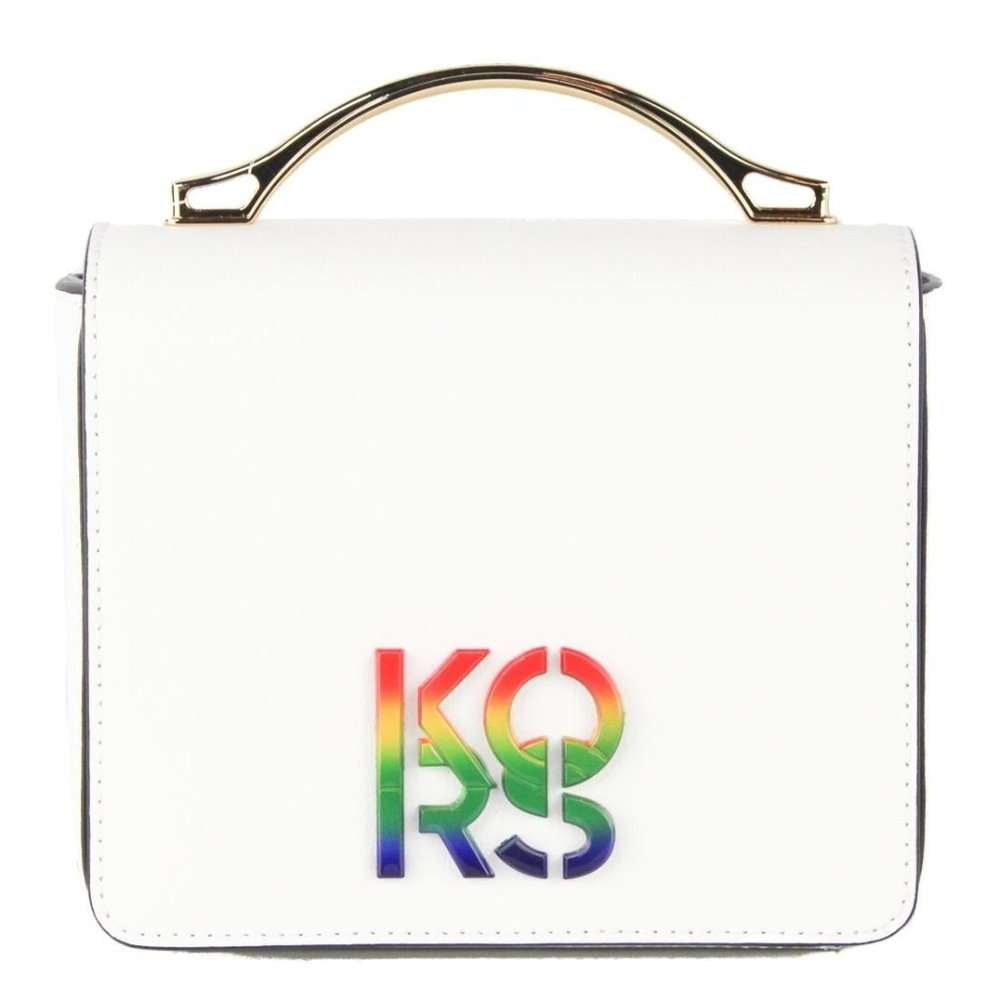 NWT Michael Kors Pride Small White Smooth Leather Rainbow Kors Convertible Bag